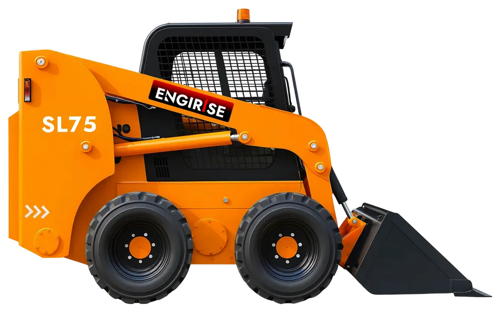 SL75 Wheeled Skid Steer Loader moving soil